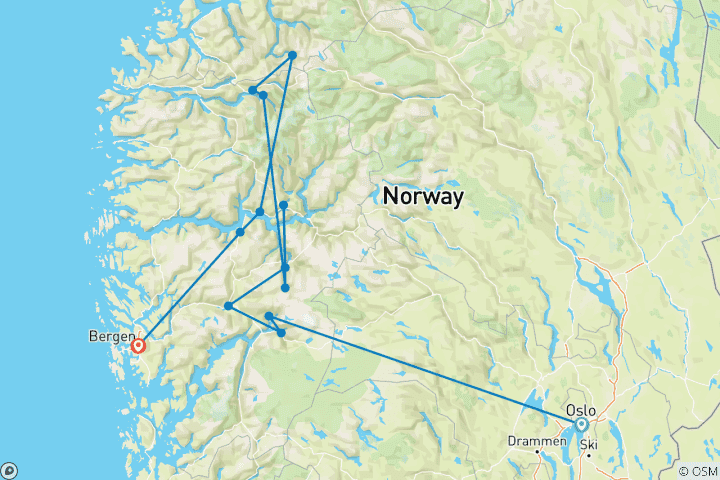 Map of Norway: Fjords and Glaciers 2023