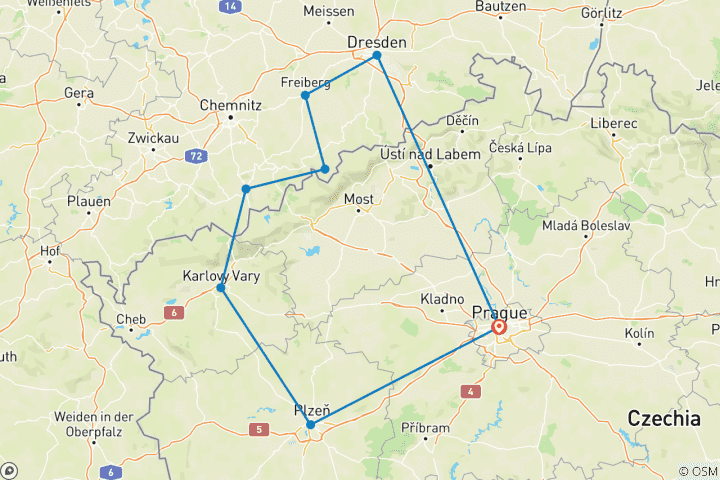 Carte du circuit Marchés de Noël : République tchèque et Allemagne