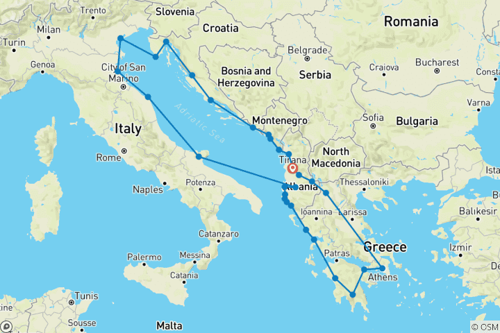 Map of Europe Explorer Grand Tour "Adriatic and Ionian Route"