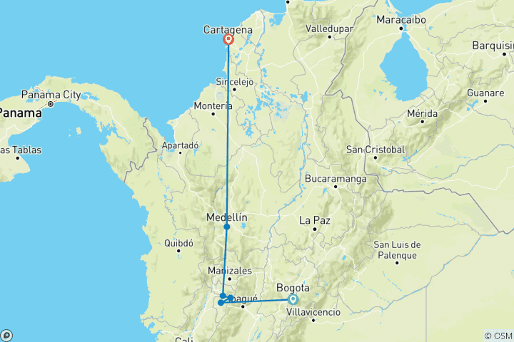 Map of Tailor-Made 11 Days Classic Colombia Family Tour, Daily Depart & Private Guide