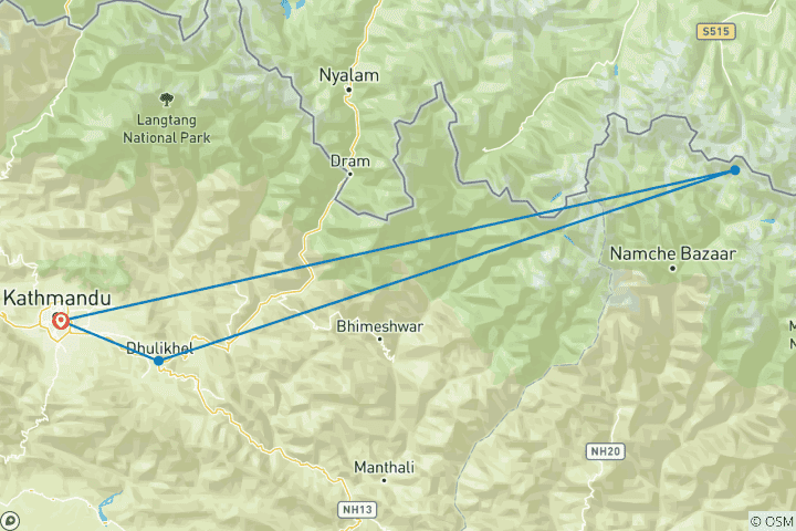 Karte von Nepal luxuriöse Rundreise - 5 Tage