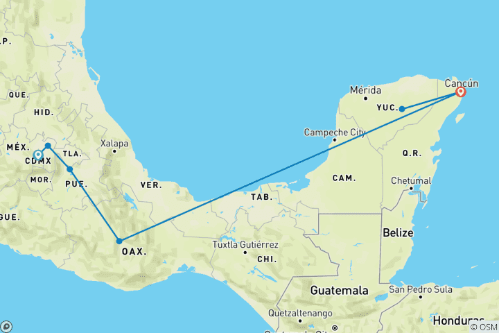 Carte du circuit Circuit sur mesure au Mexique, départ quotidien - 8 jours