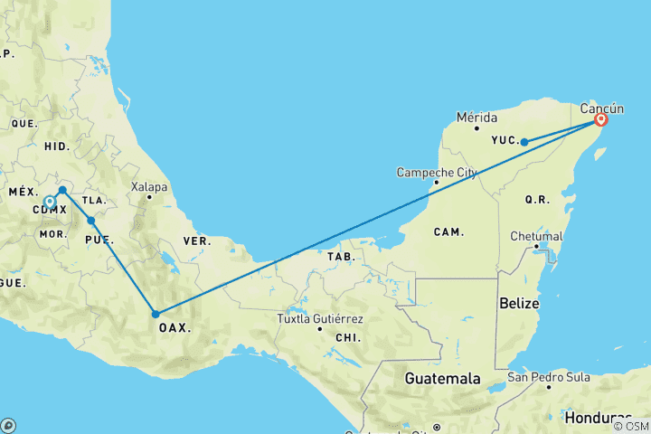 Map of 8 Days Tailor-Made Best Mexico Family Tour, Daily Start (Private Guide and Car)