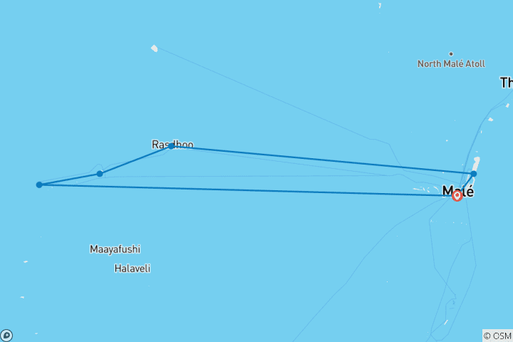 Kaart van Vakantie op maat op de Malediven – met privégids – vertrekt dagelijks – 7 dagen