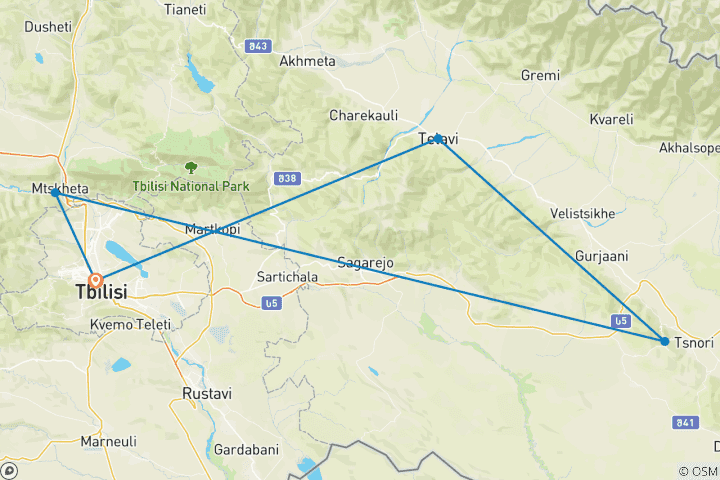 Mapa de Tour gastronómico privado personalizado de 8 días por Georgia, con salida diaria y todo incluido