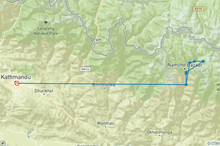 Map of Ama Dablam Base Camp Trek