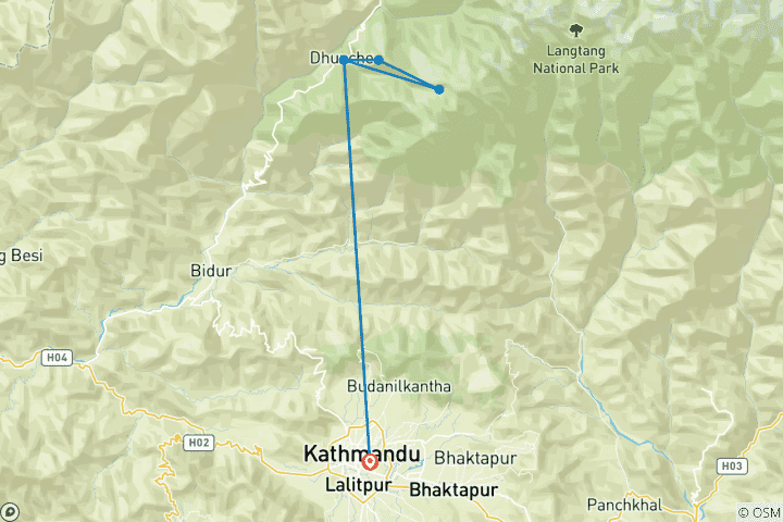 Carte du circuit Trek du lac Gosaikunda