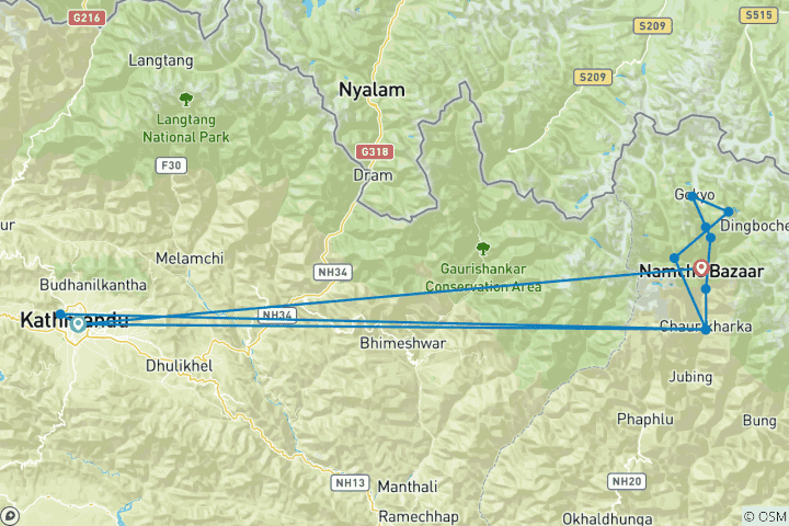 Mapa de Senderismo Everest Gokyo Renjo la Pass