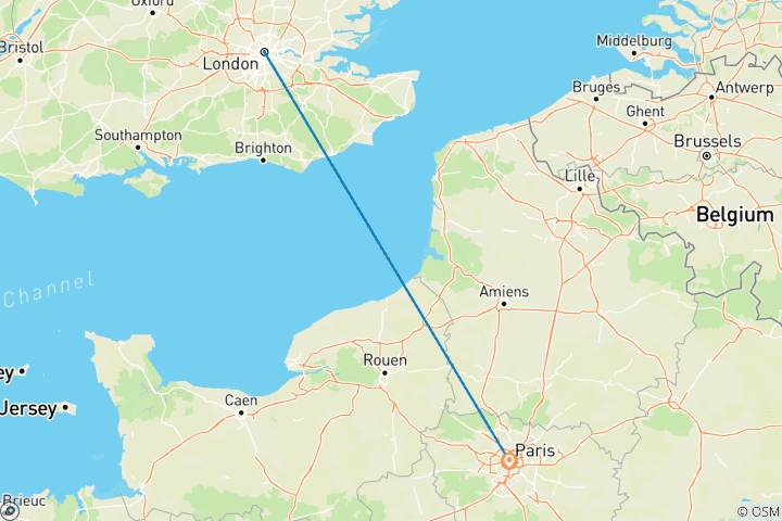 Carte du circuit Séjour indépendant à Londres et Paris