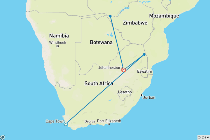 Map of Independent South Africa & Victoria Falls