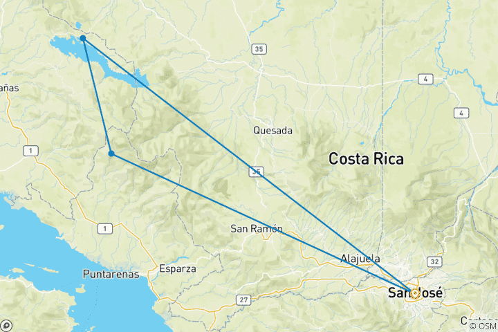 Map of Independent Costa Rica Wonders