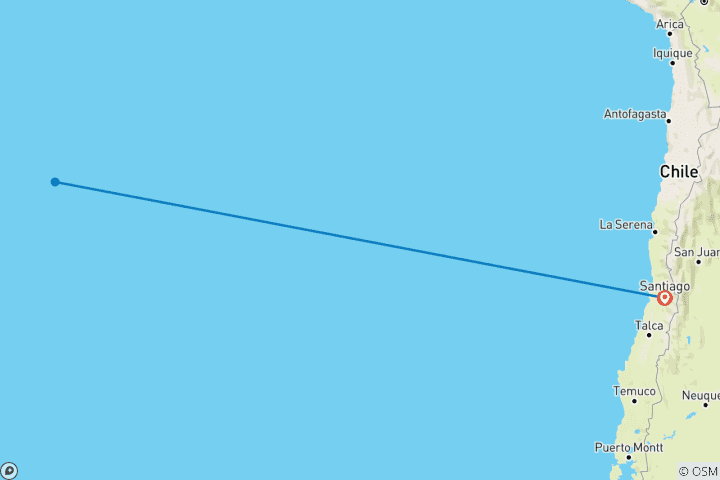 Carte du circuit Séjour indépendant à Santiago avec l'île de Pâques