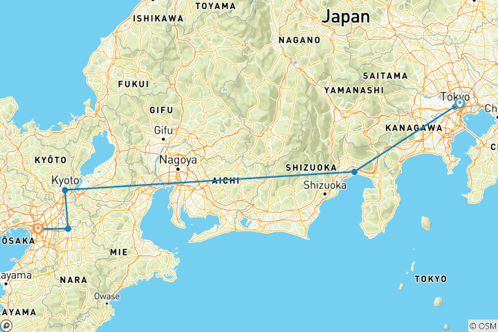 Map of Top Tailor-Made Japan Family Tour with Daily Departure