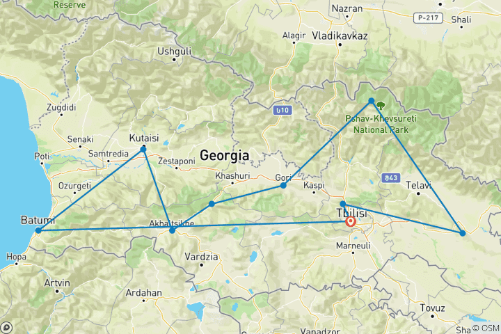 Kaart van Avontuur op maat in Georgië – met privégids – vertrekt dagelijks