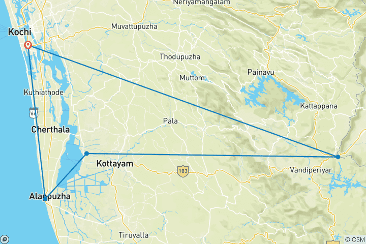 Map of Spice Lands of Kerala