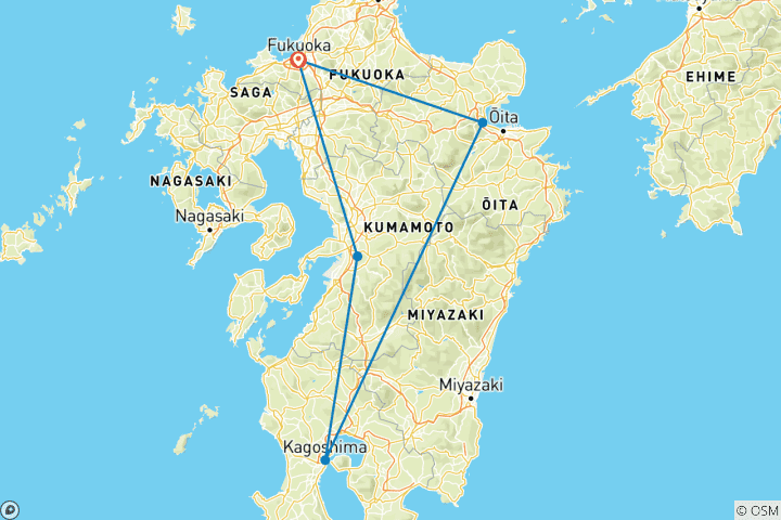 Map of Kyushu Full Island Express Tour