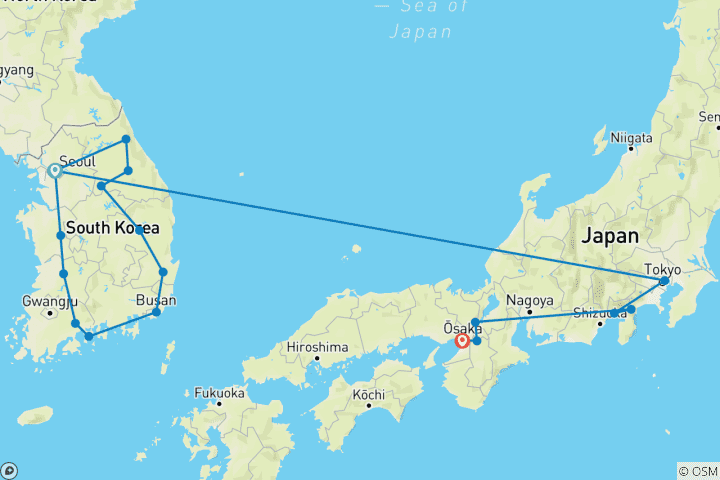 Map of Japan & South Korea Dreams