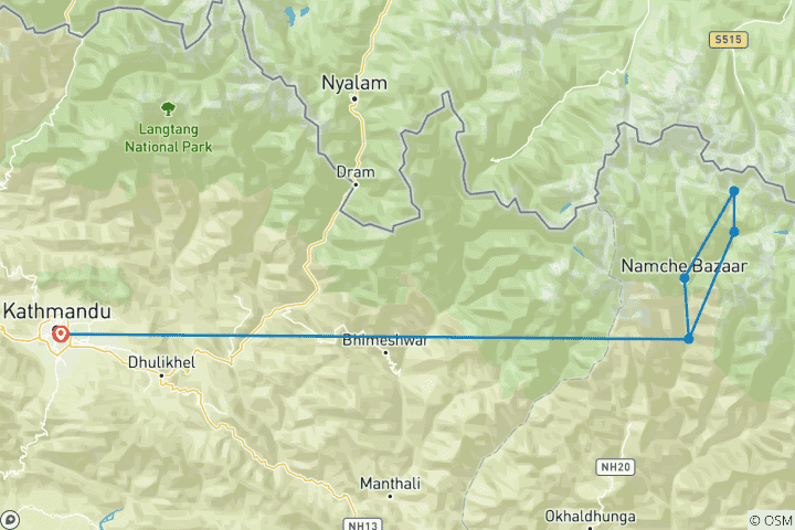 Carte du circuit Excursion en hélicoptère au camp de base de l'Everest