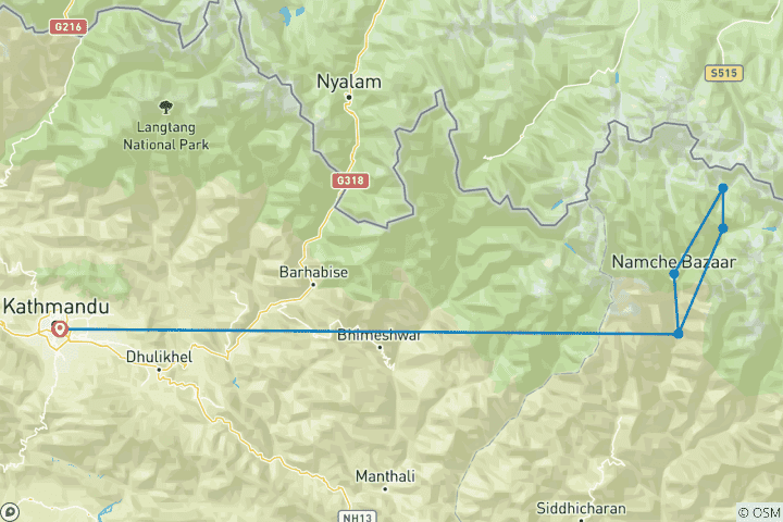 Map of Everest Base Camp Helicopter Tour