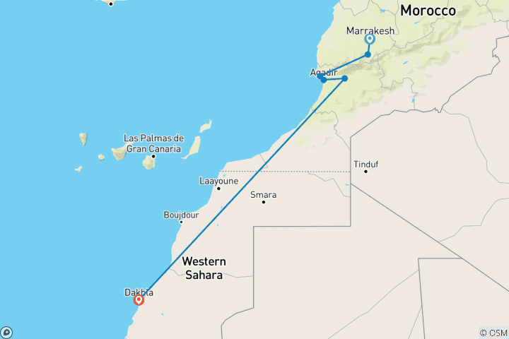 Karte von Südmarokko & Westsahara