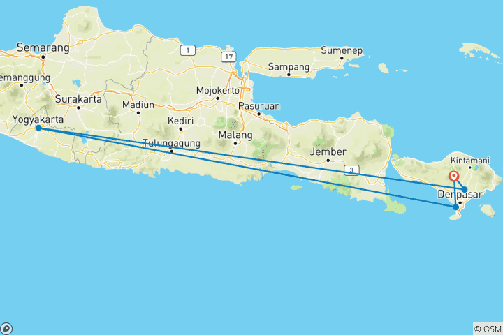 Map of Amazing Bali 10 Days - Ubud/ Yogyakarta/ Seminyak