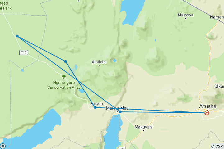 Map of Tanzania Family Journey: A Serengeti Safari