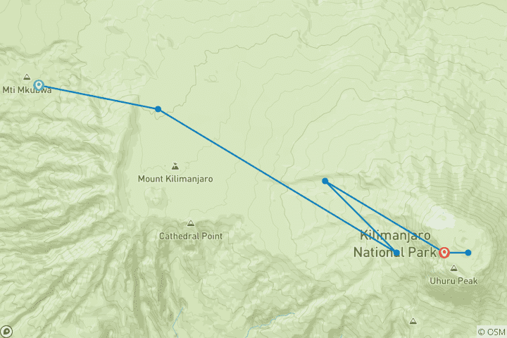 Carte du circuit Circuit du Nord de 9 jours | Ascension du Kilimandjaro