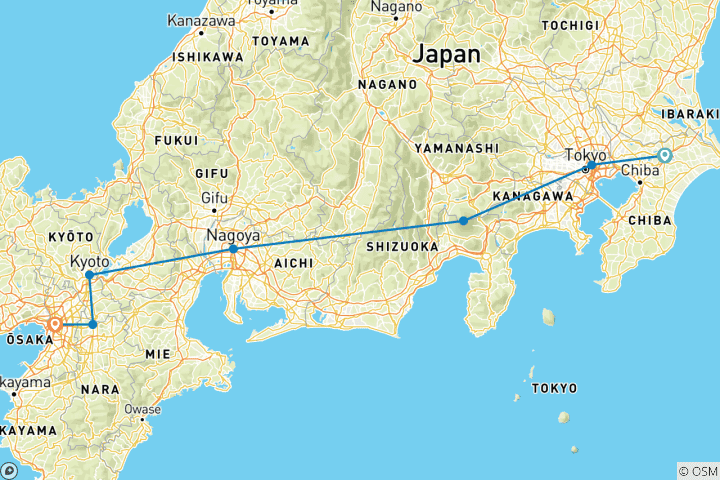 Map of 【Japan】9 Days Japan Golden Tour Package