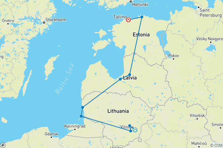 Carte du circuit Randonnée dans les pays baltes (10 jours)
