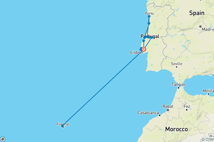 Mapa de Portugal y Madeira