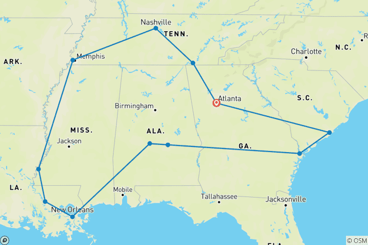 Map of The American South