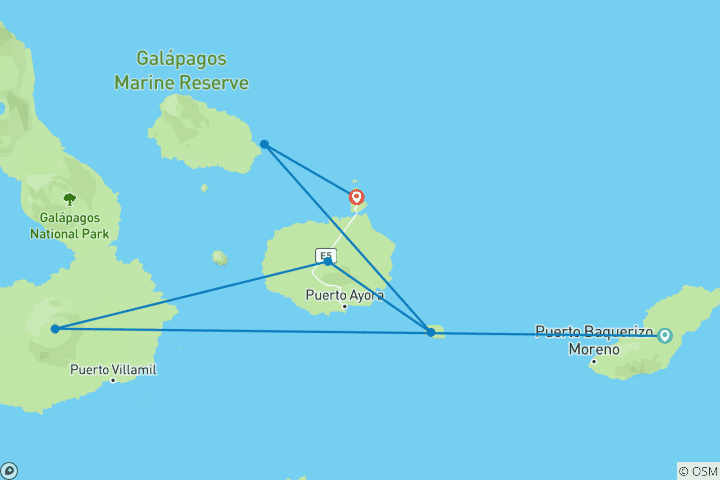 Carte du circuit Circuit alimentaire guidé de 7 jours en petit groupe aux Galápagos avec hébergement