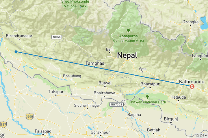 Map of Bardiya National Park Tour