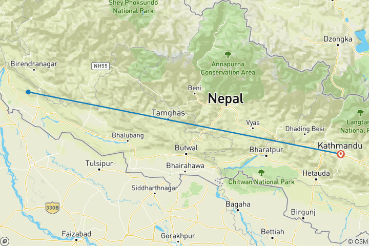 Map of Bardiya National Park Tour