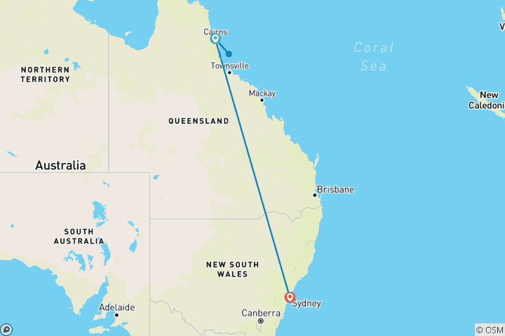 Map of Independent Great Barrier Reef & Sydney