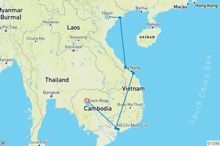 Map of Alluring Vietnam & the Temples of Angkor