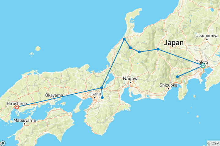 Carte du circuit Visions du Japon avec Hiroshima