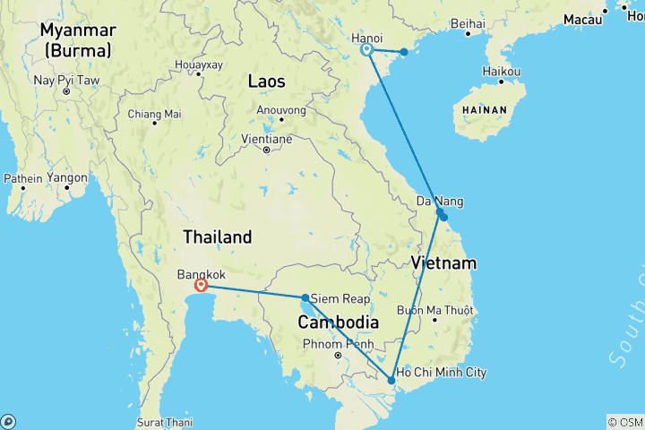 Map of Independent Treasures of Vietnam & Cambodia