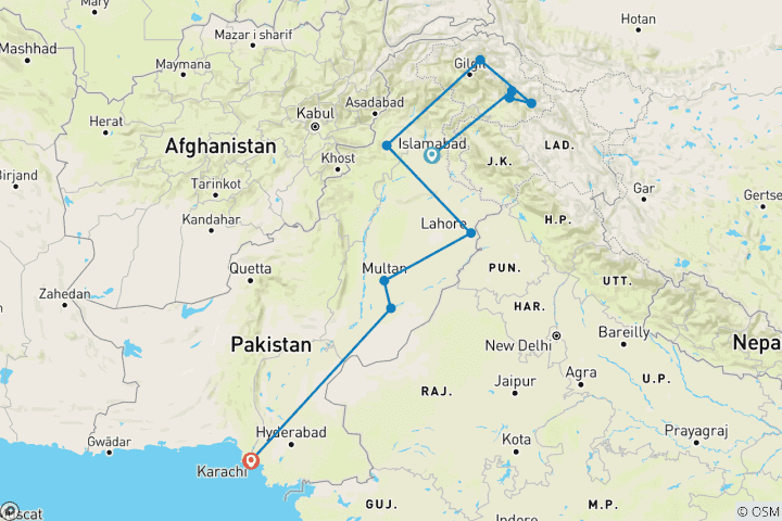 Karte von Pakistan im Detail