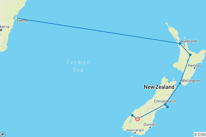 Map of Independent Naturally New Zealand with Sydney