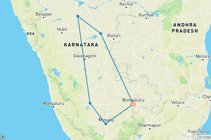 Map of Karnataka Heritage Trail: Temples, Caves, and Elephant Encounters