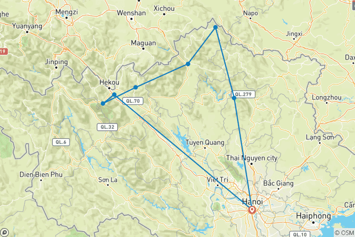 Carte du circuit Circuit en moto dans le nord du Vietnam vers Sa Pa, Ha Giang et le lac Ba Be
