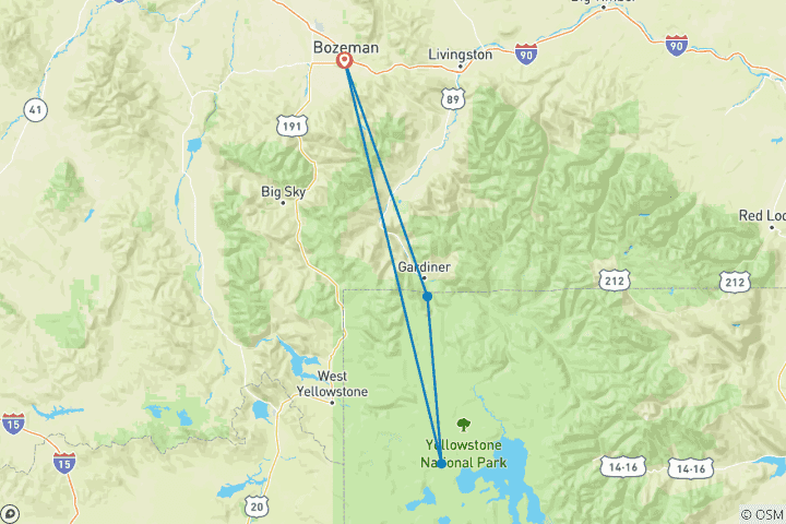 Map of Winter Hiking and Snowshoeing in Yellowstone