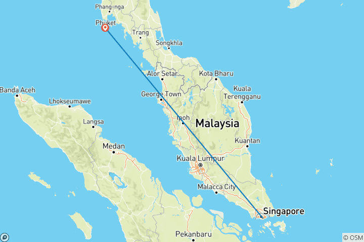 Carte du circuit Forfait personnalisé de vacances en famille à Singapour et Phuket, départ quotidien