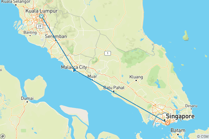 Carte du circuit Visite sur mesure de Singapour et de la Malaisie, départ quotidien et guide privé