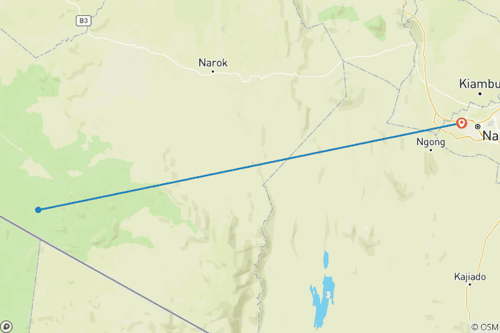 Carte du circuit Safari dans le Maasai Mara - Forfait routier - 1 jour<br />
