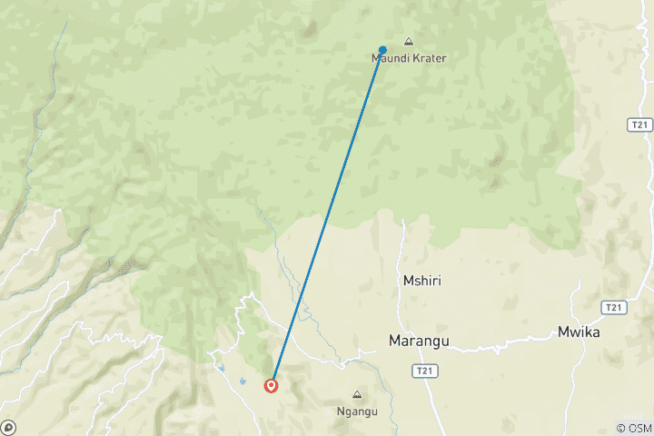 Map of Mount Kilimanjaro Climbing Day Tour  (all accommodation and transport are included)
