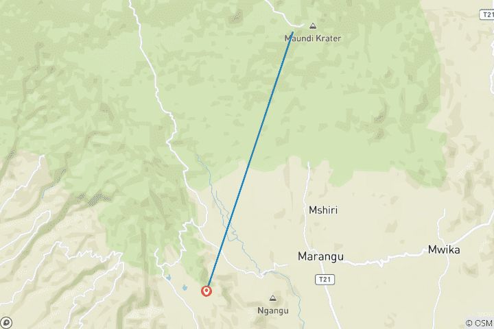 Map of Mount Kilimanjaro Climbing Day Tour  (all accommodation and transport are included)