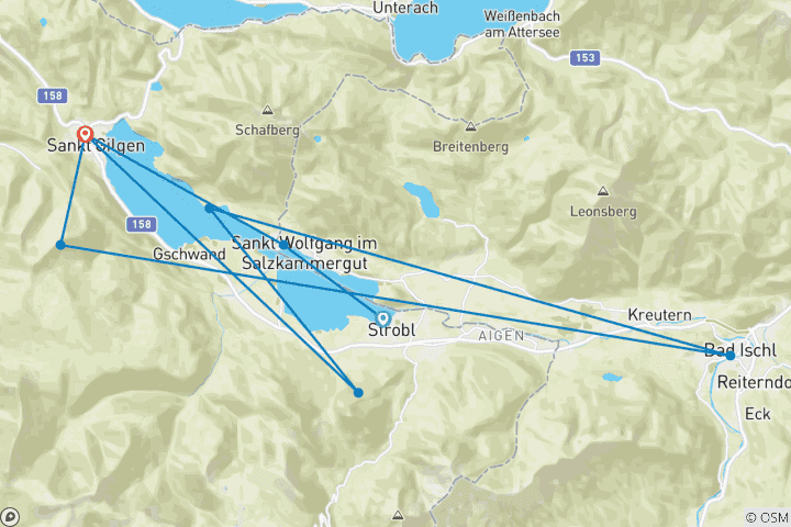 Carte du circuit Randonnée de charme en étoile au lac Wolfgangsee (7 jours)