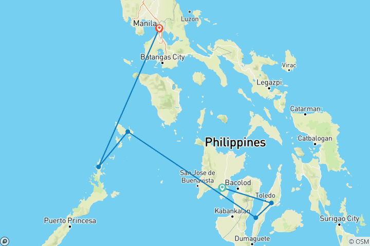 Mapa de Salto de Islas en Filipinas a medida, Hoteles de Lujo de 4 estrellas (Excursión Privada)